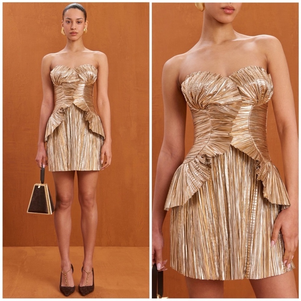 Cult Gaia Charlique Mini Dress Gold